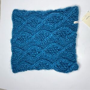 Levi's teal cable-knit neck warmer.